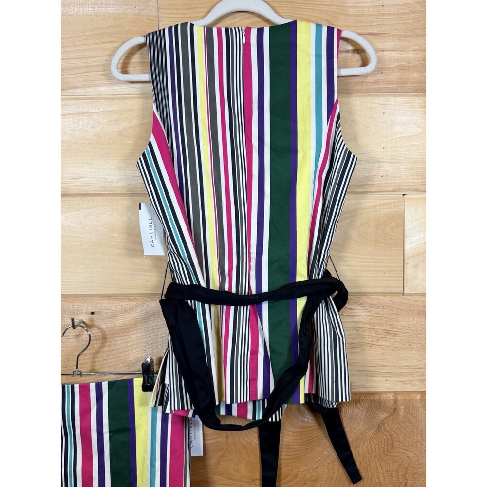 Carlisle women's 2 Piece Shirt And Blouse Size 6 Multi Striped Classic NWT - Picture 5 of 9